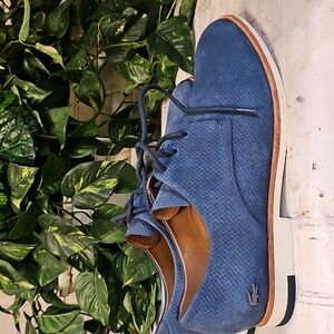 Lacoste Women's Cambrai 116 2 Suede Textured Blue Oxfords 8.5